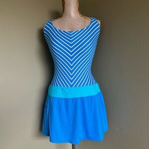 Beach House Blue and White Chevron Mini Dress
